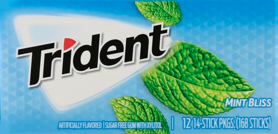 Trident Mint Bliss Sugar Free Gum, 12 Packs of 14 Pieces (168 Total Pieces)