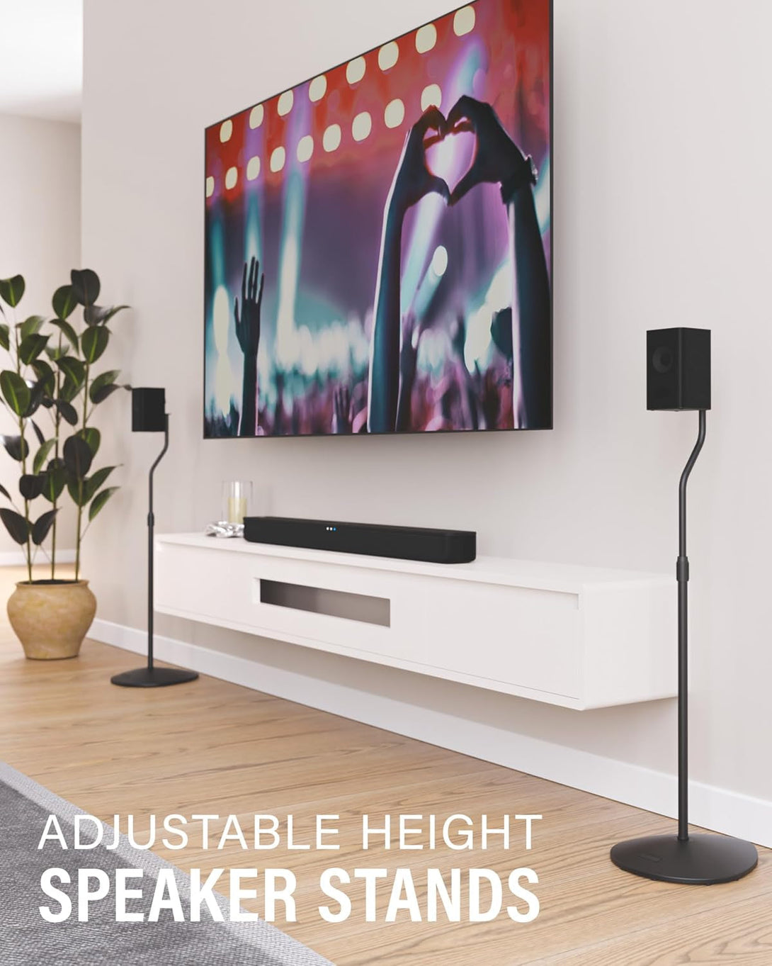 SANUS Speaker Stands Pair - Adjustable Height Speaker Stands for Satellite & Bookshelf Speakers up to 3.5Lbs - Tool-Free Adjustment & Easy DIY Assembly