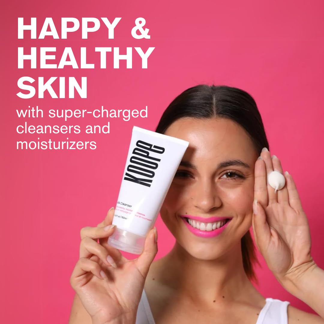 Koope Gel Face Wash, Cleanser for All Skin Types, Gentle, Soap-Free, Ph Balanced, Makeup Remover with Oat Amino Acids, Cucumber, Kiwi & Aloe, Free of Parabens, Sulphates & Fragrances, Vegan, 5.0 FL OZ