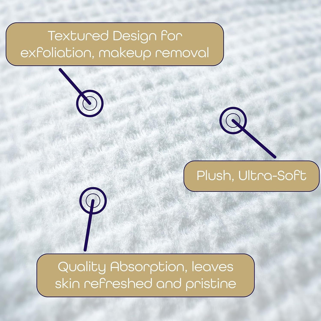 Disposable Face Towels XL – Ultra Soft, Odor-Free Dry Towelettes for Skincare & Makeup Removal, Plant-Based, Safe for Acne-Prone & Sensitive Skin, 50 Count