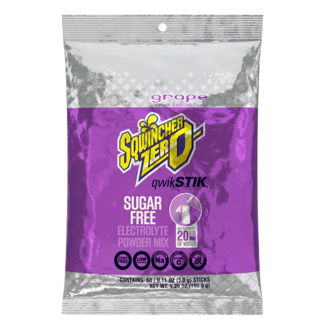 Sqwincher Zero Qwik Stik Sugar Free, Grape, .11 0Z (Pack of 50)