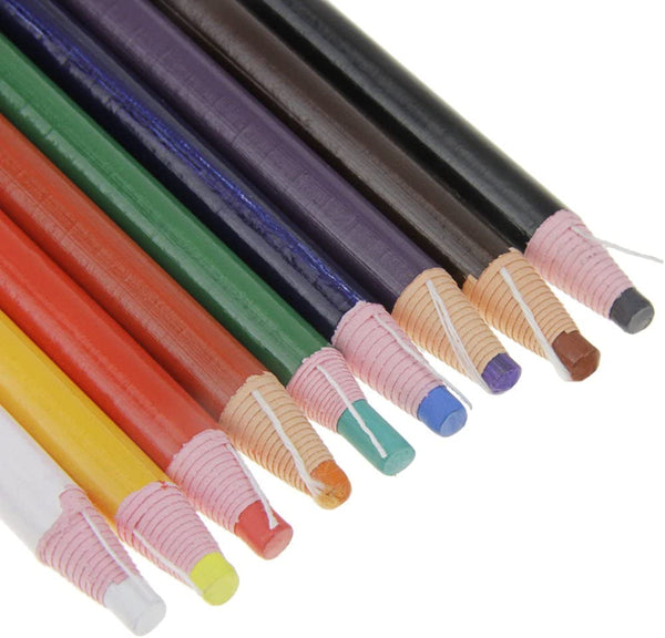 Assorted Color Peel-Off China Markers Grease Pencils Set Colored Drawing Marking Crayon Pencil for Coloring Drawing Marking on the Wood Garments Metal Fabrics Porcelain Film Paper, Pack of 9