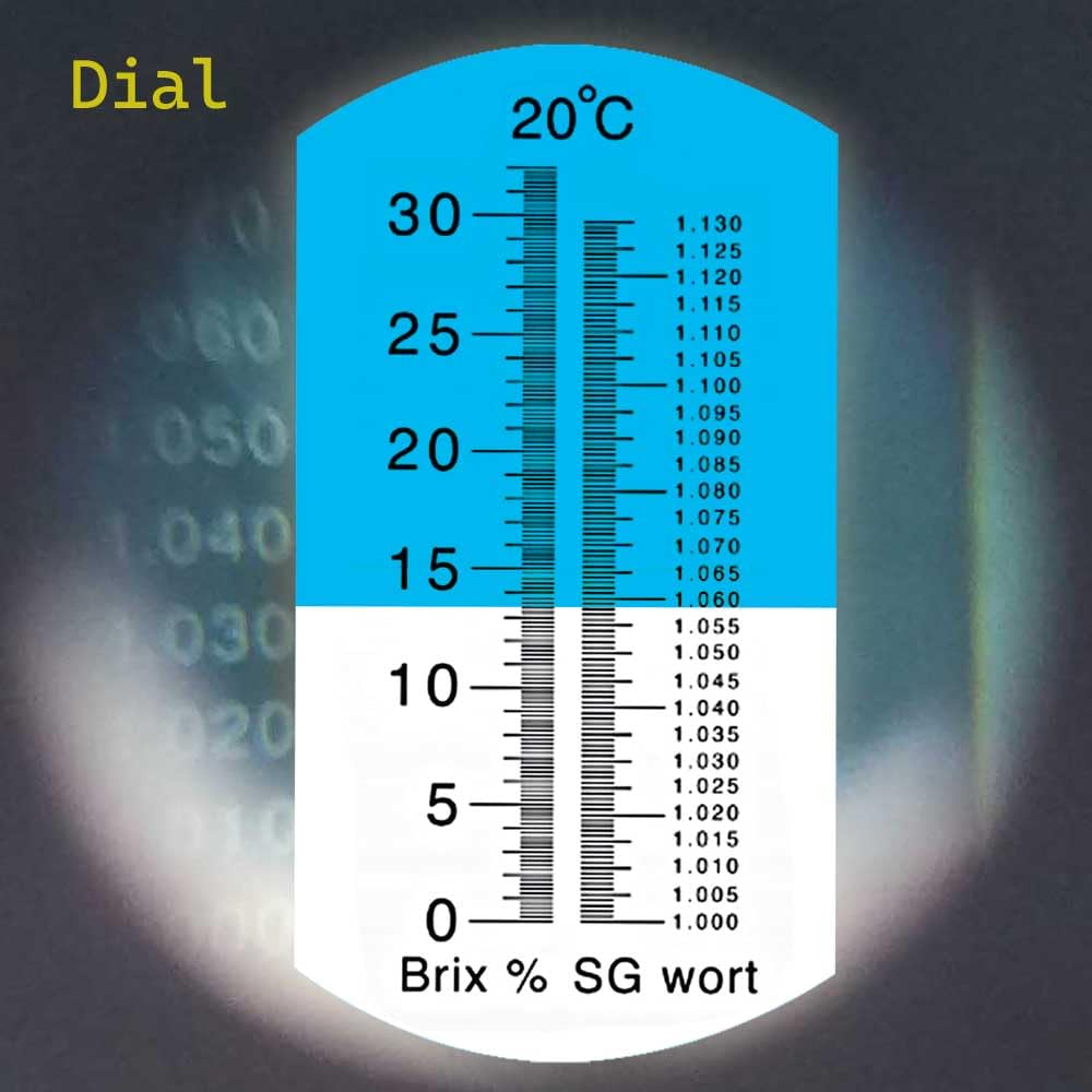 Brix Refractometer with ATC, Dual Scale - Specific Gravity & Brix, Hydrometer in Wine Making and Beer Brewing, Homebrew Kit