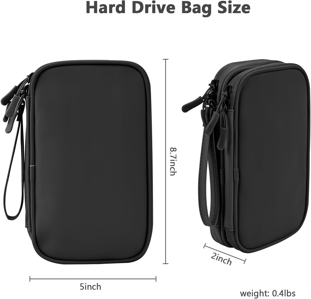 Cable Organizer Bag, Electronic Storage Travel Pouch for Tech Accessories, Cords &Charger, Hard Drive, Power Bank, Iphone (Black-Soft-M)