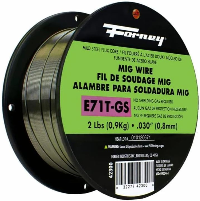 Forney 42300 Flux Core Mig Wire, Mild Steel E71Tgs.030-Diameter, 2-Pound Spool, Silver, Pack of 1