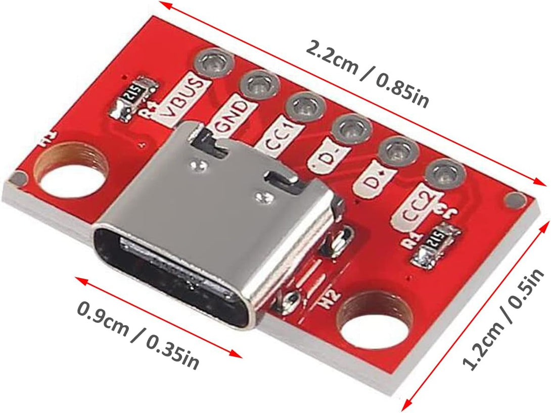 DIANN 5Pcs USB Type-C Breakout Board Serial Basic Breakout Female Connector Type PCB Converter Board