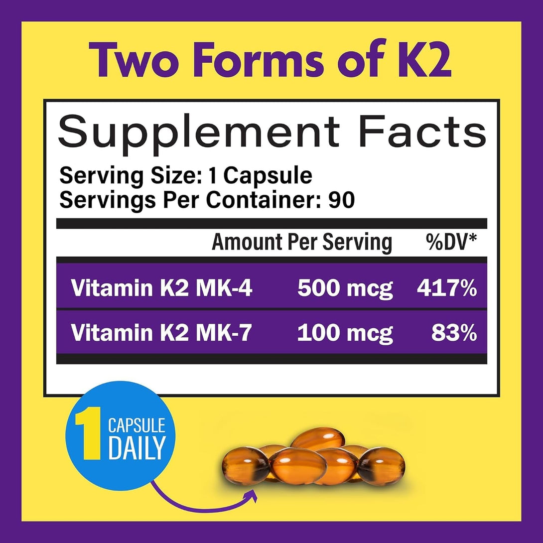 Innovixlabs Full Spectrum Vitamin K2-90 Softgels with 600 Mcg of Trans Form MK7 and MK4 - Supports General Health and Bone Strength - Soy and Gluten Free K2 Vitamin Supplement