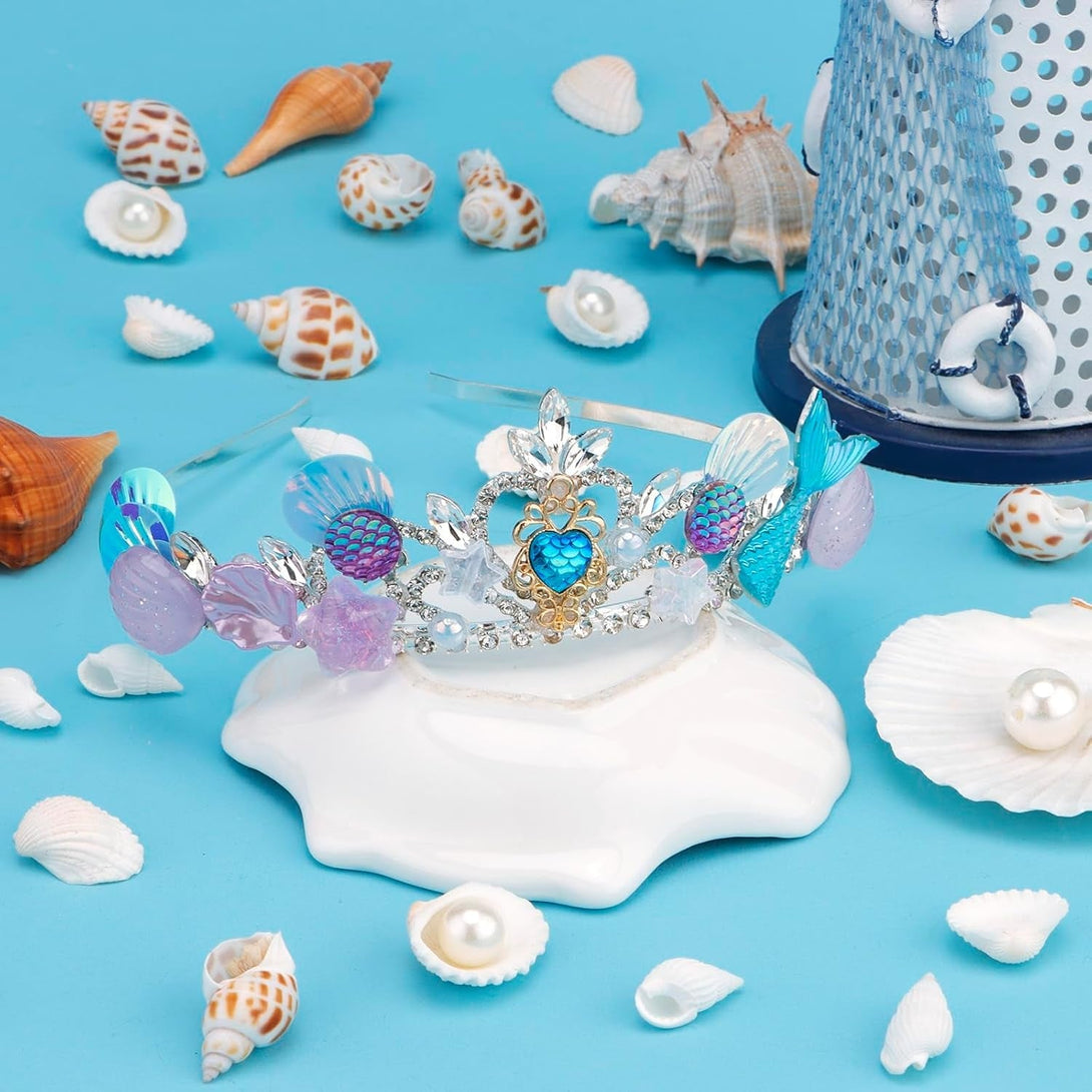 Mermaid Crown for Girls Mermaid Headband for Little Mermaid Party Decorations Ariel Birthday Party Supplies