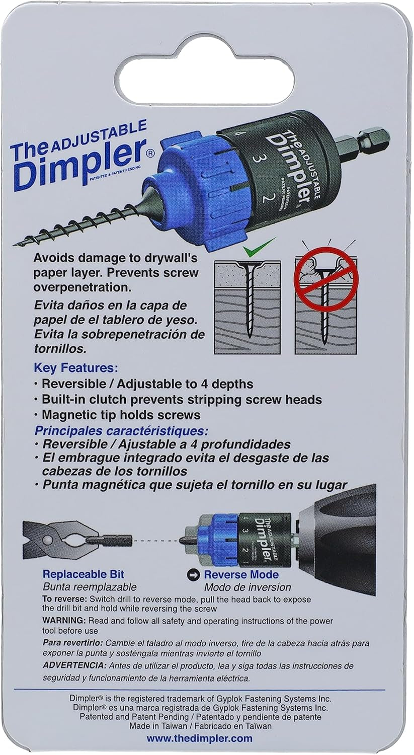 Adjustable DIMPLER ® Drywall Bit | Perfect for Converting Electric and Impact Drills into a Drywall & Deck Screw Gun | Holds the Screw with a Poweful Magnet