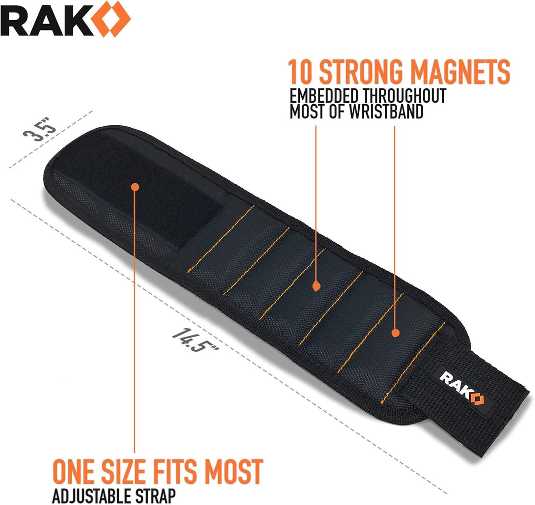 RAK Magnetic Wristband for Holding Screws, Nails and Drill Bits for Men - Made from Premium Ballistic Nylon with Lightweight Powerful Magnets for Dad, Husband, Grandpa, Handyman