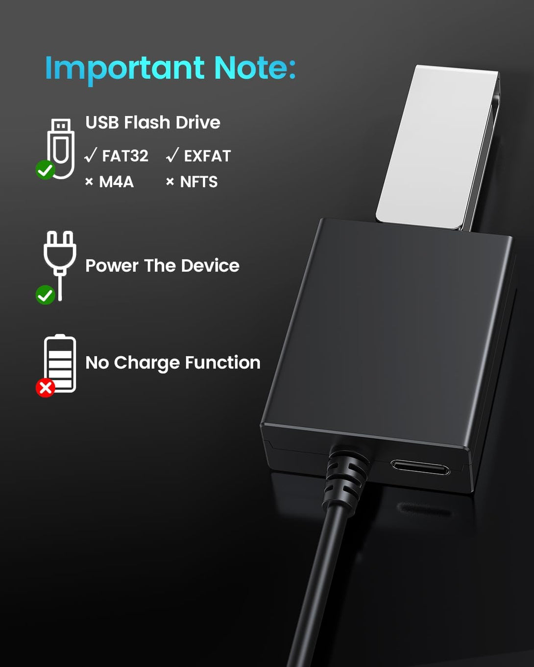 ANDTOBO USB to Aux Audio Adapter, 3.5Mm Male to USB Female, Car Music Player