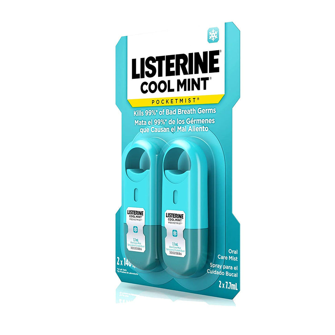 Listerine Pocketmist Cool Mint Oral Care Mist to Get Rid of Bad Breath, 0.26 Fl Oz (Pack of 2)