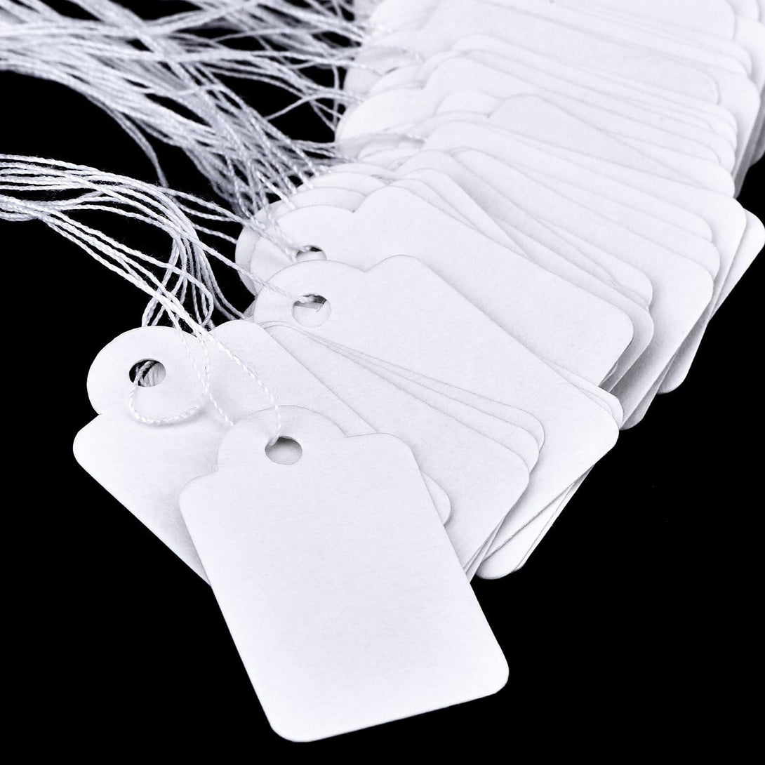 500 Pack White Marking Tags Jewelry Price Tags Hang Price Labels Display Tags with Hanging String