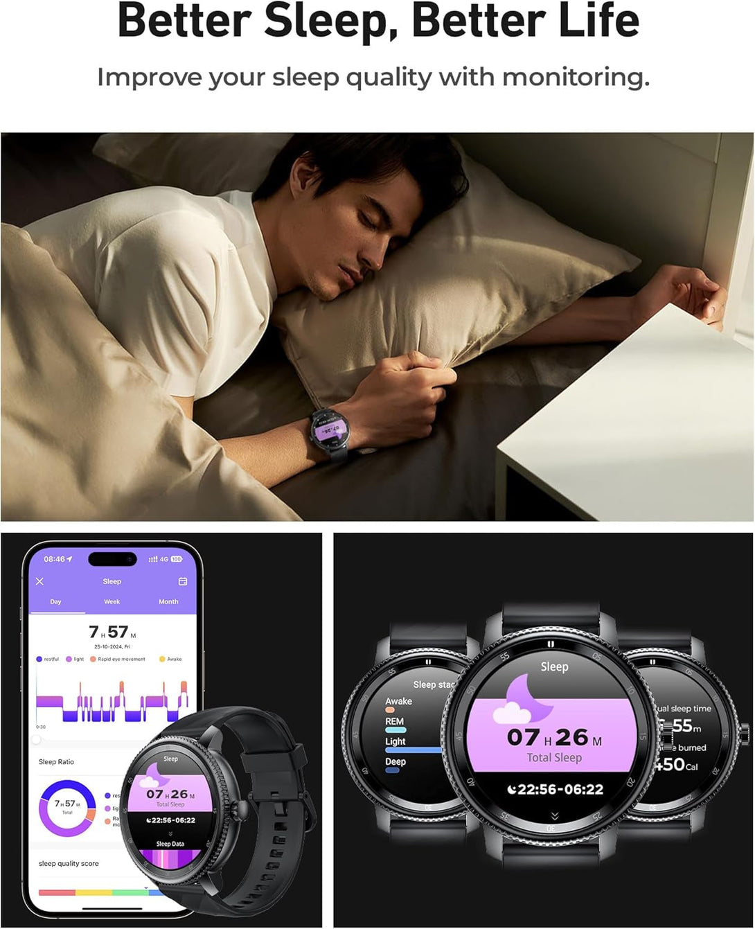 DV09 Rotatable Dial Smart Watch for Men,1.46" HD Smartwatch (Answer/Make Call),123+Sport Modes Sleep/Heart Rate/Spo2/Stress Monitoring IP67 Waterproof Fitness Watch, IOS Android Compatible (Black)