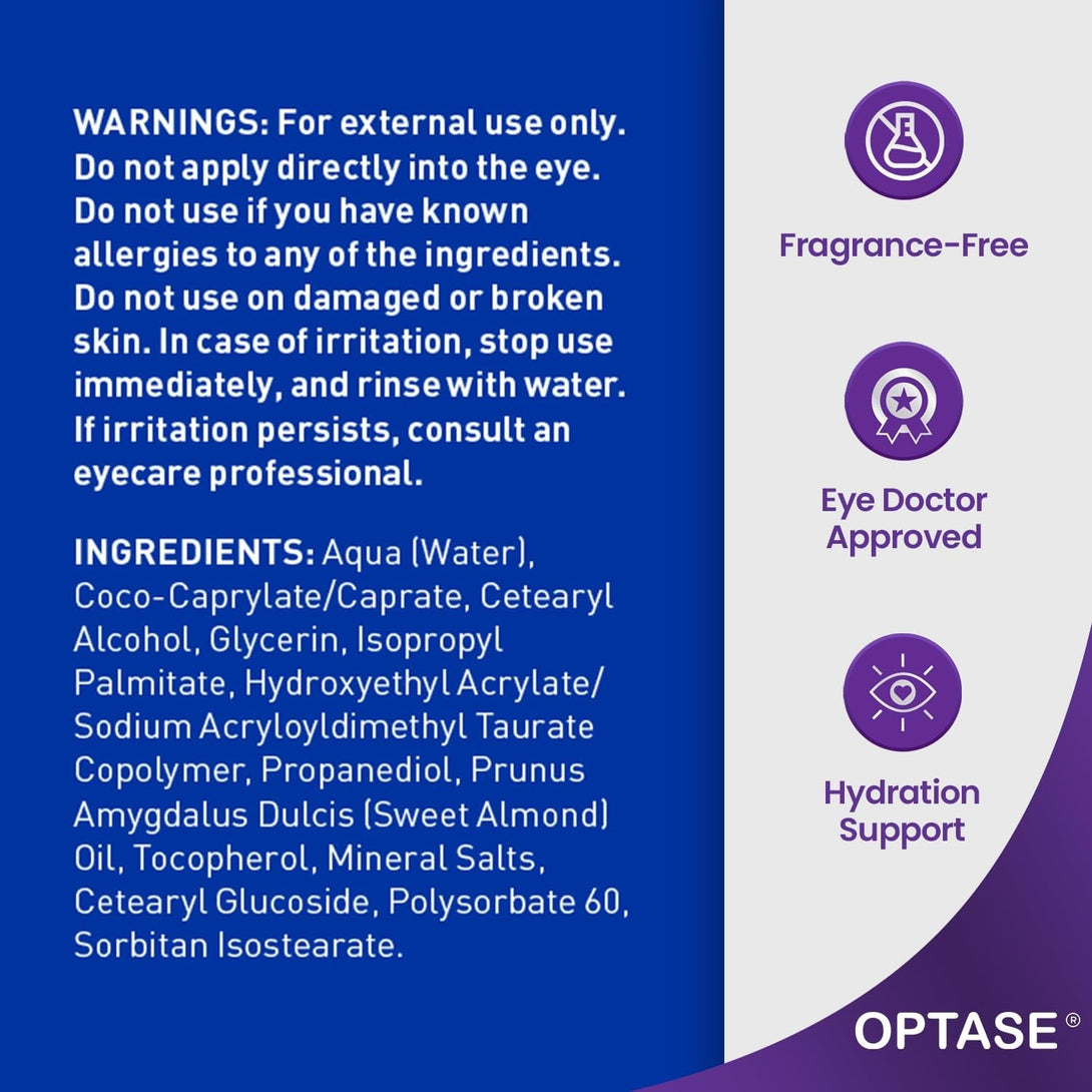 Optase LIFE Sensitive Eye Daily Renewal Cream, 15Ml - Fast-Acting, Preservative-Free Hydrating Eye Cream for Dry, Sensitive Skin - Lightweight, Non-Sticky - with Ionized Water - Eye Doctor Approved