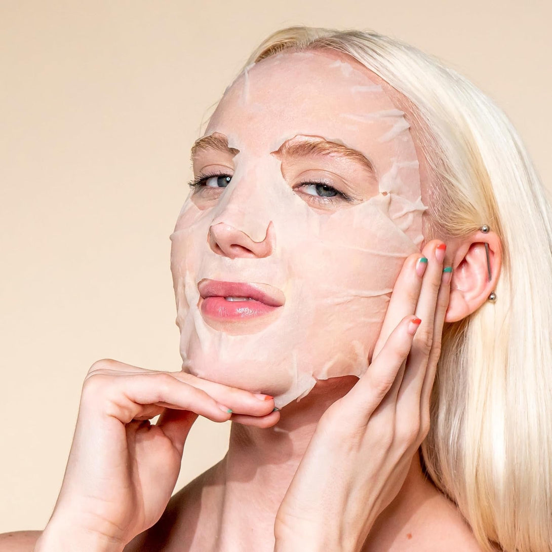 Pacifica Sheet Face Mask - Glow Baby Brightening Facial Mask W/Vitamin C, Aloe & Kelp – Cooling Mask for Dark Spots & Fine Lines - Clean Beauty Vegan & Cruelty-Free Dermatologist Tested