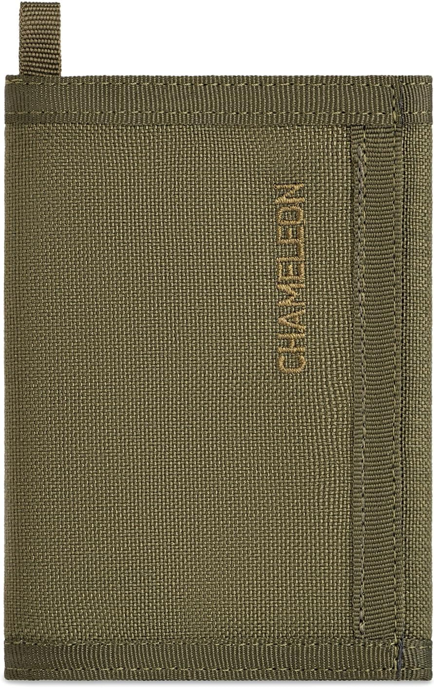 Chameleon Trifold Men Nylon Wallet - Military Tactical Mens Wallets- ID Card Holder - Canvas Thin Front Pocket Travel Wallet -Coin Zipper Pocket