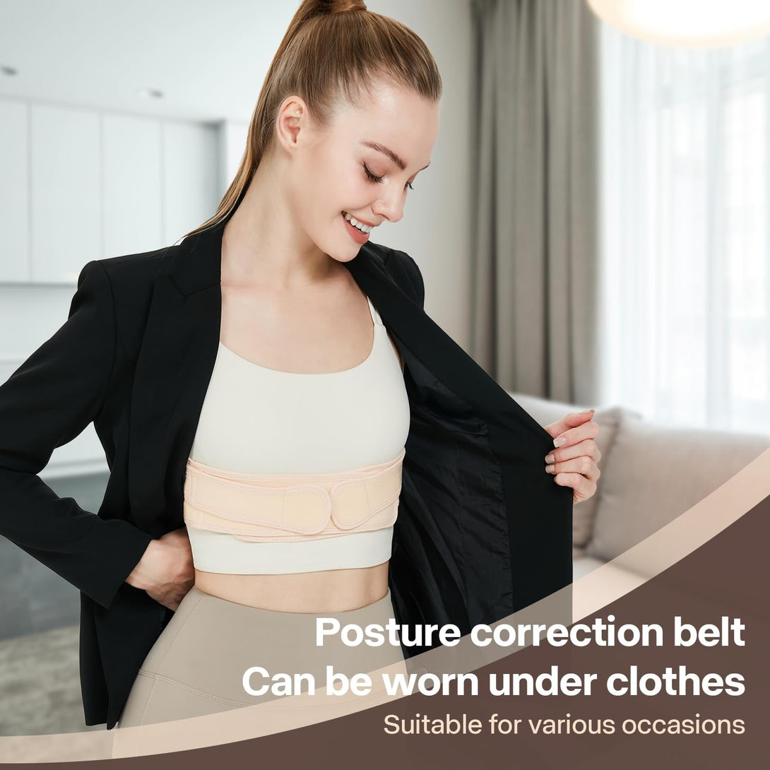 Back Brace Posture Corrector for Women and Men,Adjustable Shoulder Posture Brace,Upper Lower Pain Relief - Scoliosis,Hunchback,Hump,Spine Beige(Small/Medium)