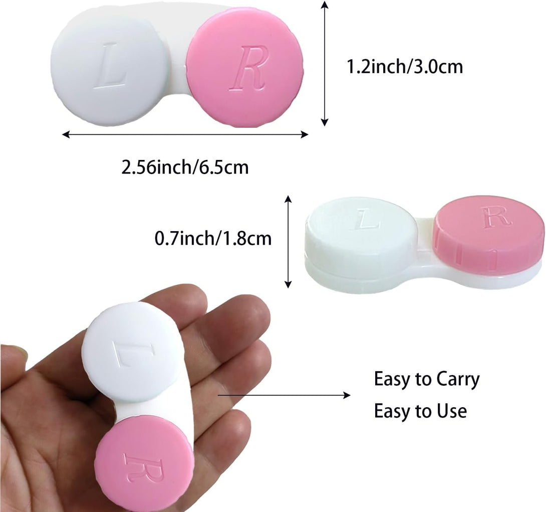 12 Pack Contact Lens Case Contact Lens Holder Box Soak Storage Kit(White&Pink)