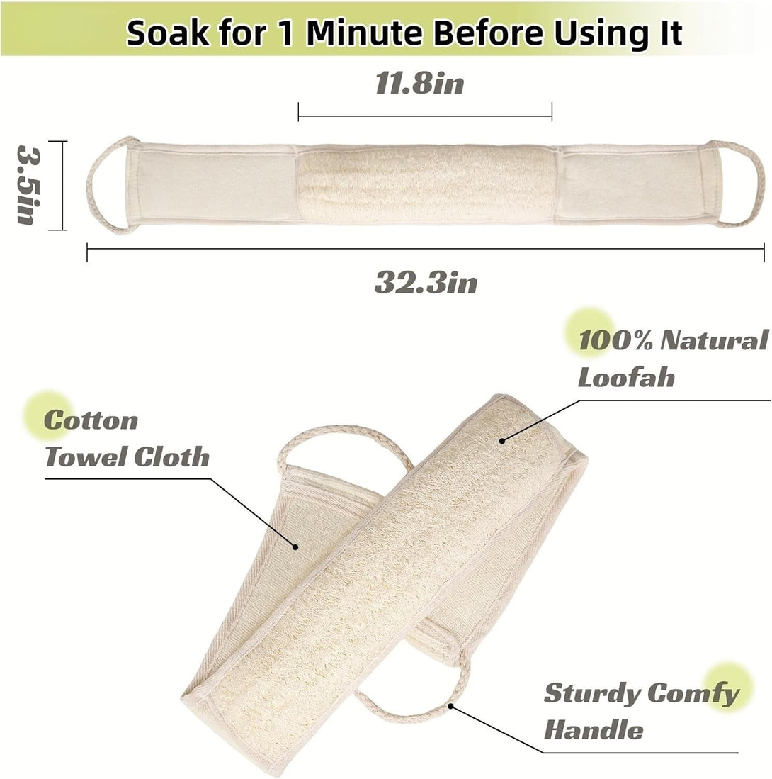 Natural Loofah Sponge Back Scrubber for Bath Shower, Exfoliating Body Scrubber, Shower Loofah Scrubber for Men and Women, Bath Sponge, Body Scrub, to Clean Your Body Deeply, Invigorate Your Skin