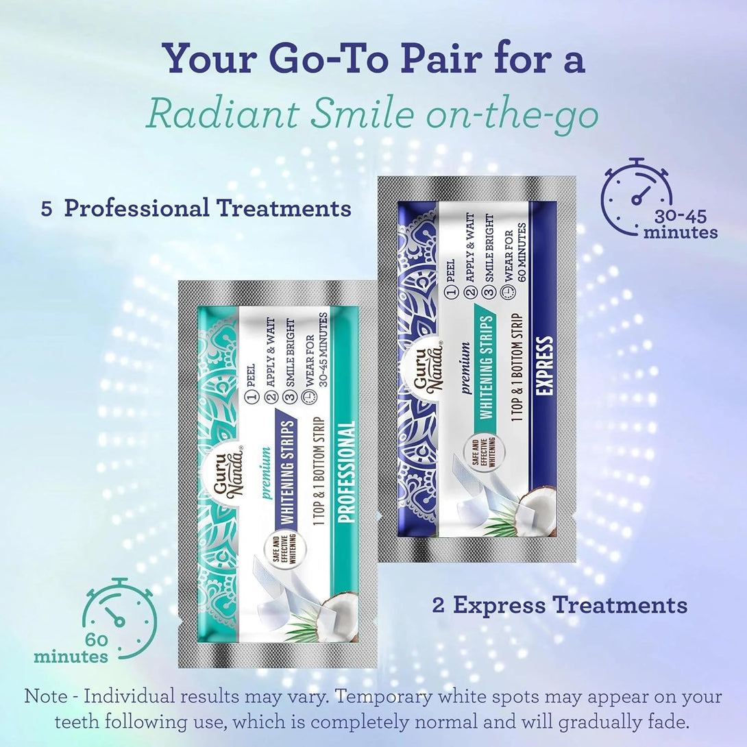 Gurunanda Teeth Whitening Strips - 7-Day Treatment with Non-Slip, Dry Strip Technology - Whitening Designed with Care for a Brighter Smile