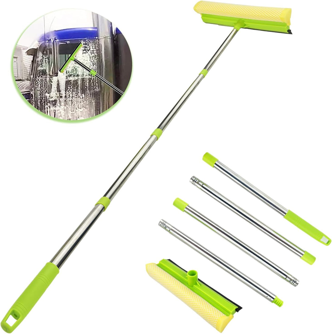 Window Squeegee for Window Cleaning, 58'' Squeegee Window Cleaner Tool 2 in 1 Car Window Cleaning Tool with Extension Pole Telescopic Window Washing Equipment, Shower Squeegee for Shower Glass Door