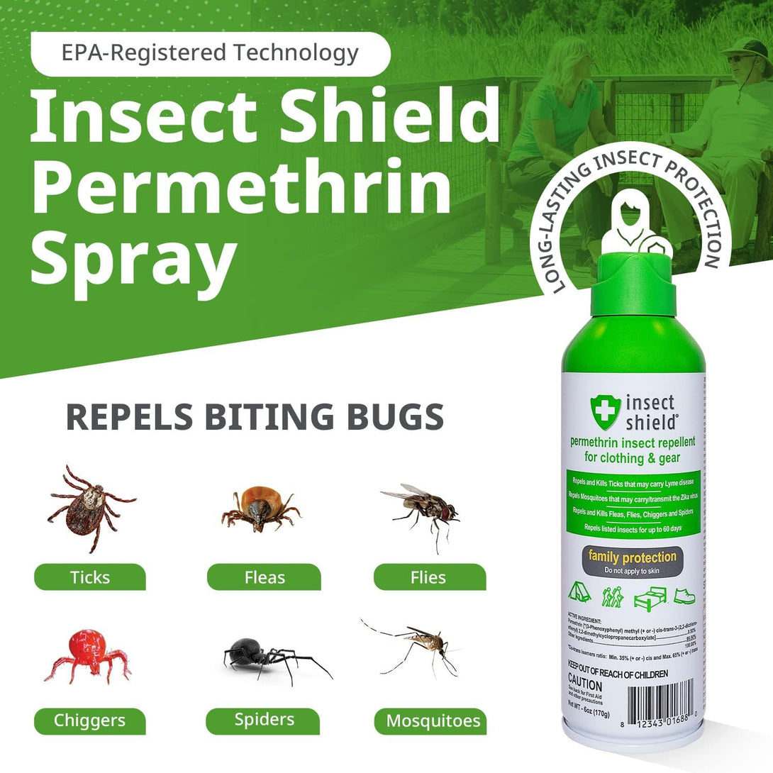 Insect Shield Premium Permethrin Spray Insect Repellent for Clothing, Gear, Tents, Last up to 60 Days, Clear 6 Oz Aerosol (Pack of 2)