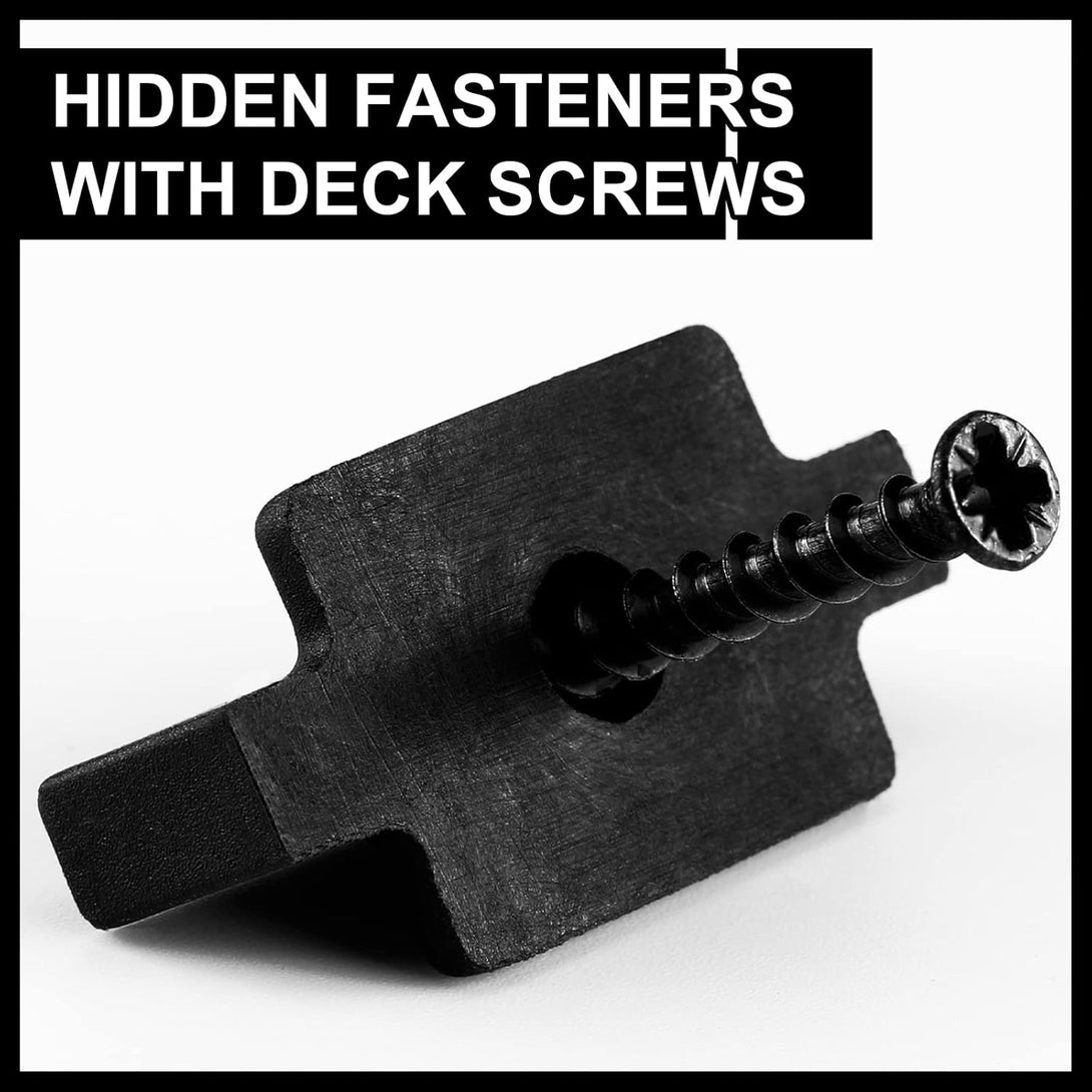 Hidden Fasteners Nylon Clips for Deck Fastening, Composite Decking Fasteners with Metal Deck Screws for Deck Boards, Nylon Plastic T Clips for Decking (200 Packs)