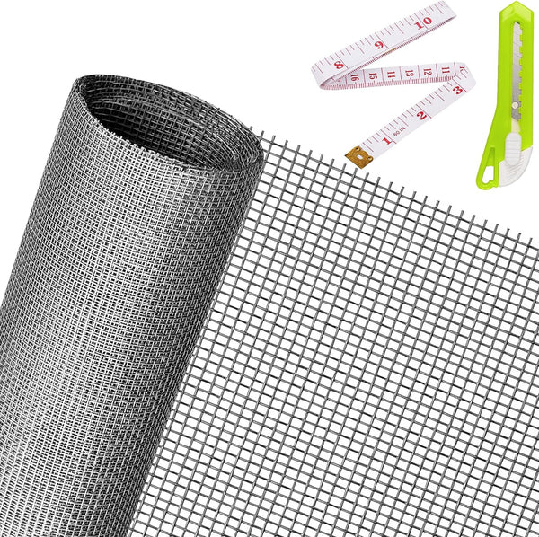 Replacement Window Screens, 59X106 Inch Durable Window Screen Mesh for Patio Porch Door Windows, DIY Adjustable Fiberglass Screen Repair Kit Sliding Net Roll Pet, Gray by Ouskr