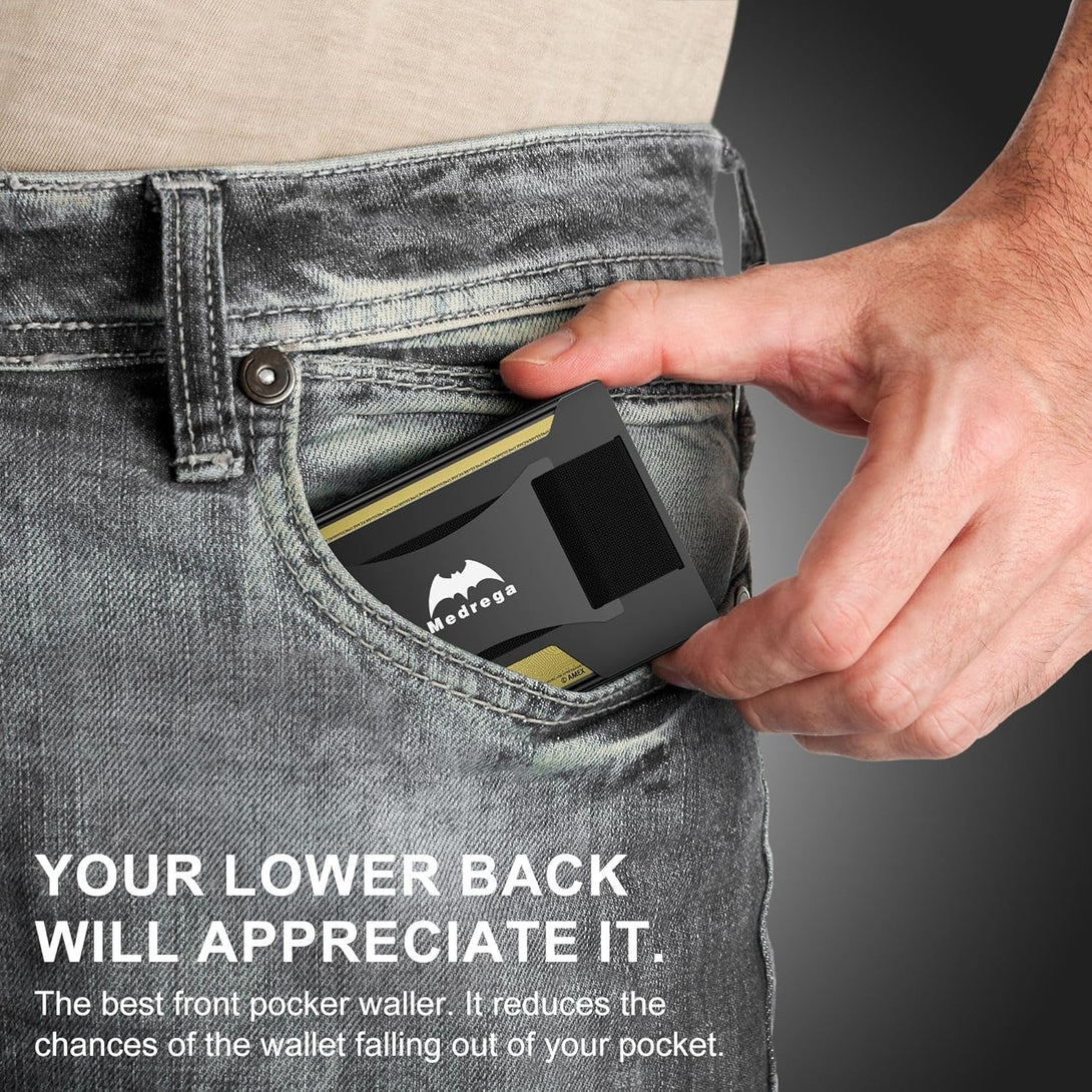 Smart Wallet for Men Slim Minimalist: Metal Pop up Wallet - RFID Front Pocket Credit Card Holder - Gift for Male Husband at Anniversay Brithday