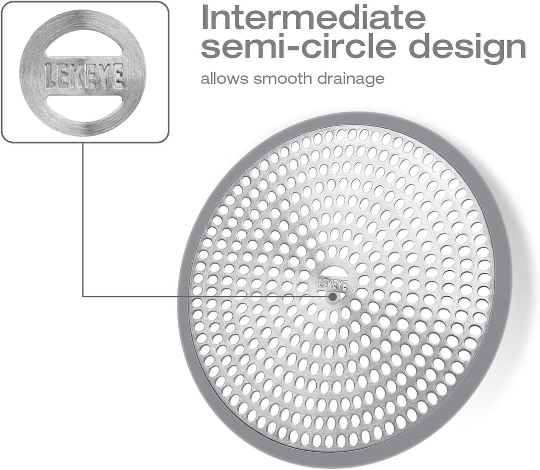 LEKEYE Shower Drain Hair Catcher/Bathroom Drain Cover/Tub Drain Protector/Drain Strainer/Stainless Steel and Silicone