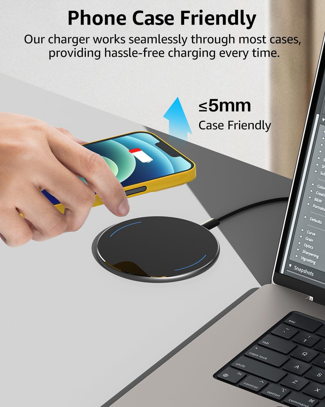 TOZO 2025 Upgraded Wireless Charger 15W Max Fast Wireless Charging Pad Compatible with Iphone 16/16 Plus/16 Pro Max /15/14/13/SE/12 Series, Samsung Galaxy S24/S23/S22 Series (No AC Adapter), Black