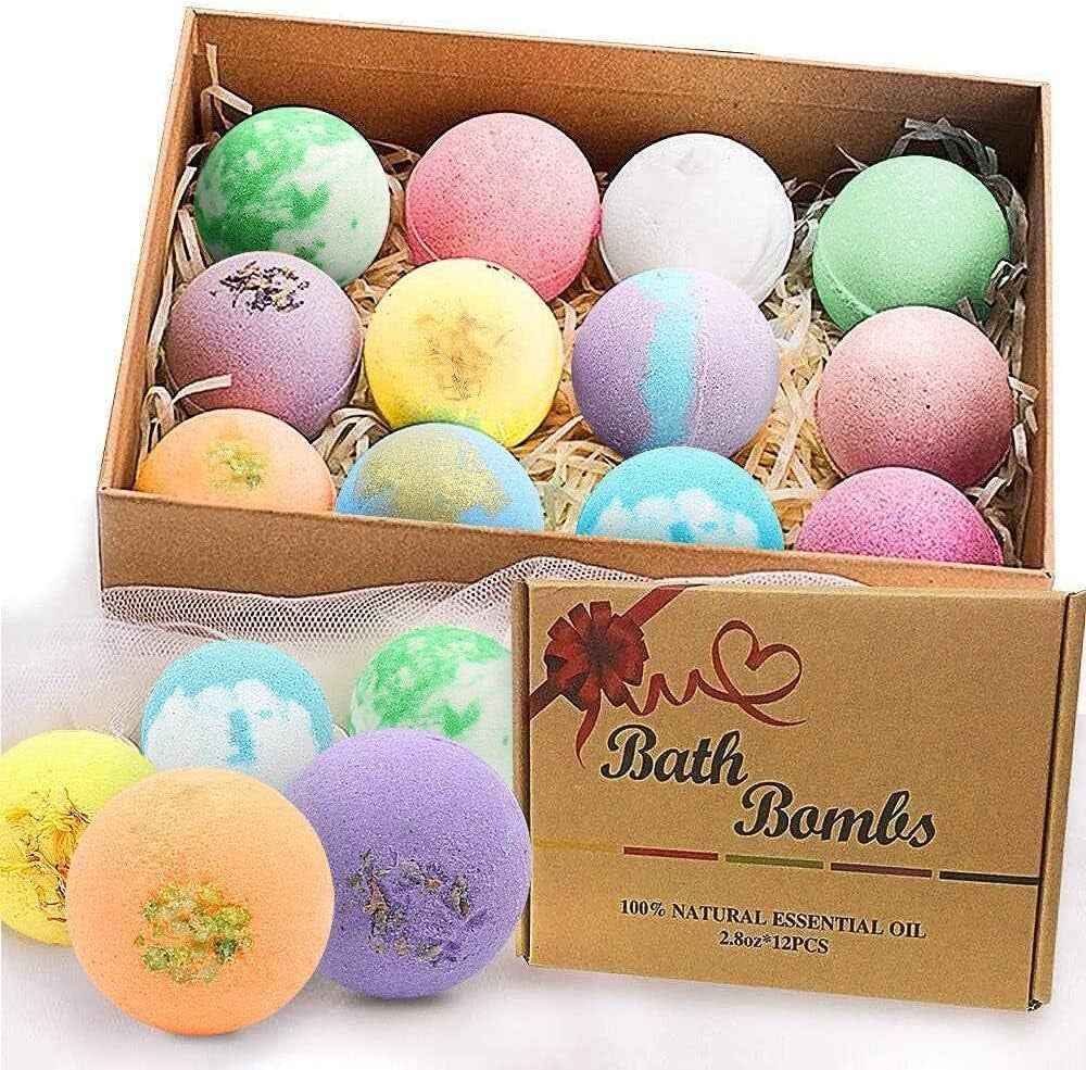 Bath Bombs for Women, 12 PCS Bath Bombs for Girls Kids Toddlers Adults, Shea & Coco Butter Dry Skin Moisturize, Bath Bomb Kit for Birthday Halloween Christmas