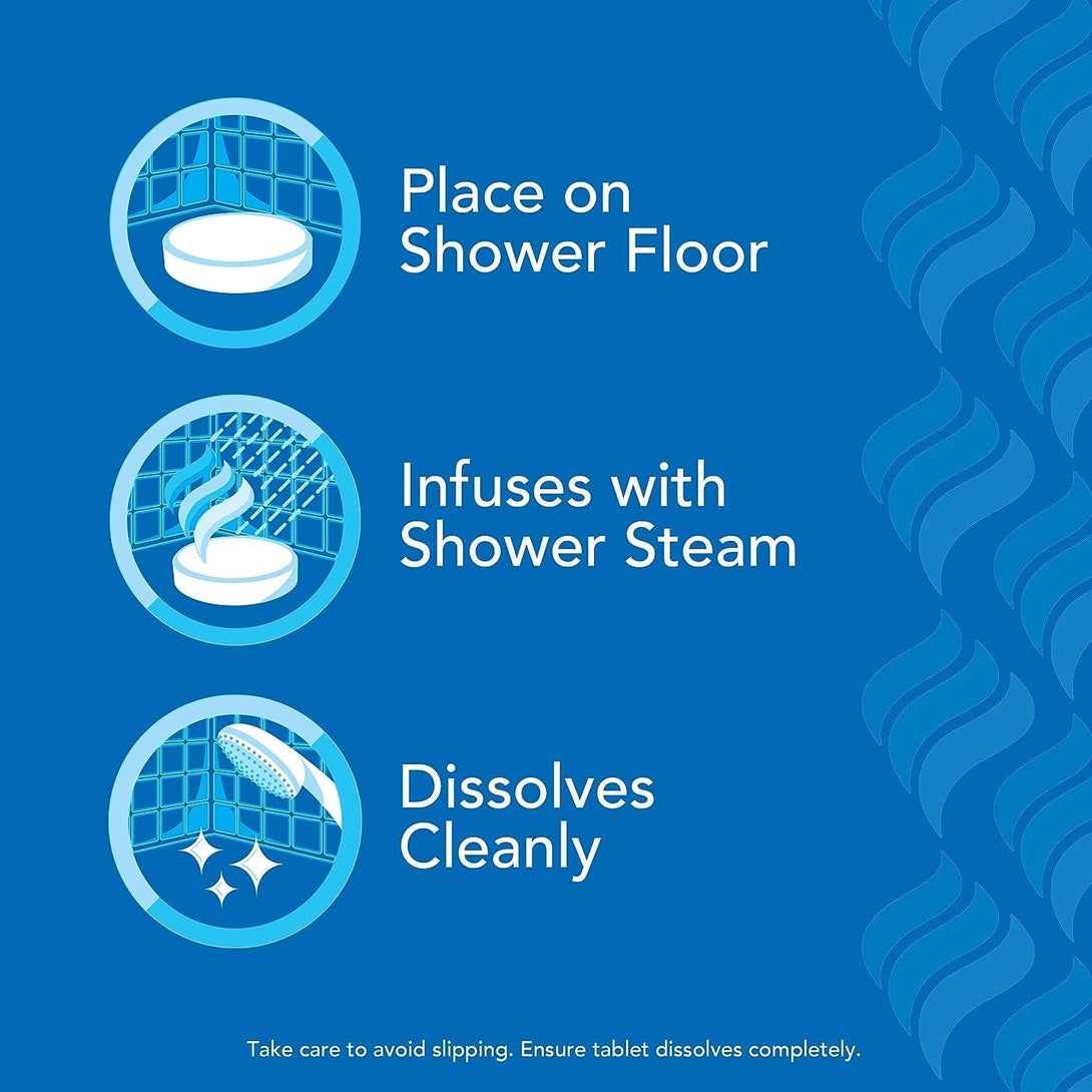 Vicks, Vaposhower Plus, Shower Steamers, Eucalyptus Shower Steamer & Menthol Scent, Clean Dissolving Vapor Shower Tablets, Aromatherapy Shower Steamer & Shower Bombs, 12 Count