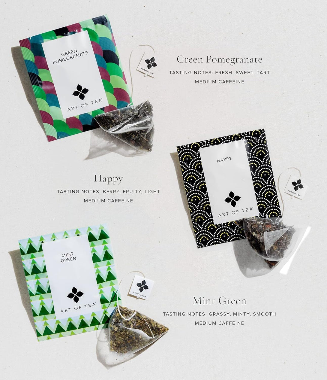 Art of Tea | Assorted Tea Bags Sampler Caffeinated and Non-Caffeinated| 12 Count Sampler Box