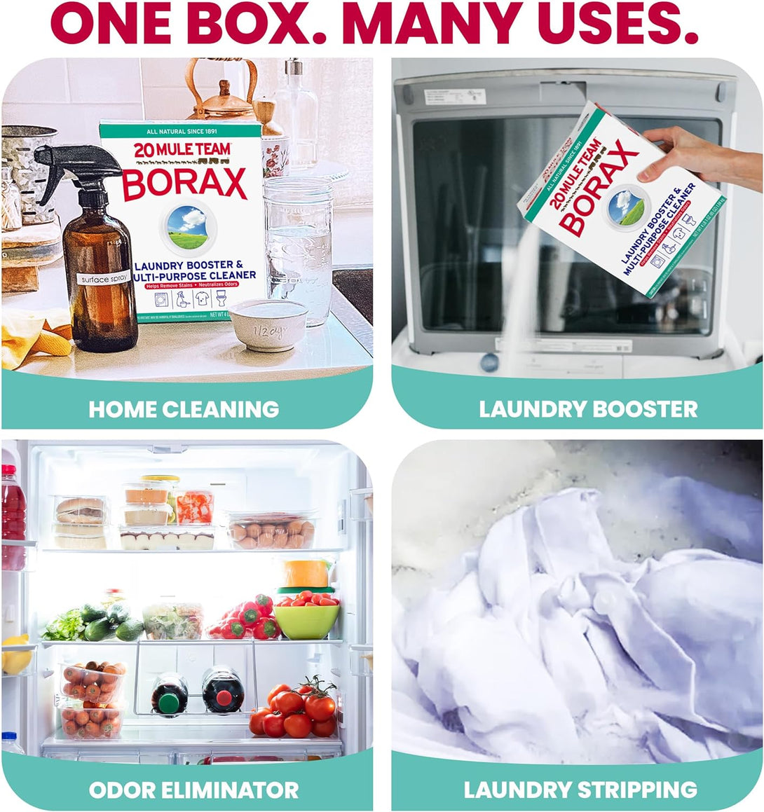 20 Mule Team All Natural Borax Detergent Booster & Multi-Purpose Household Cleaner, 65 Ounce, 4 Count