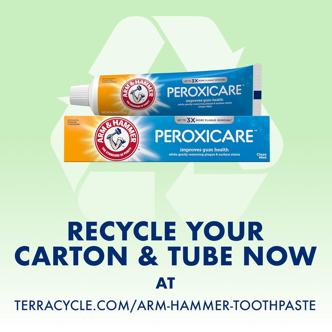 Arm & Hammer Peroxicare Toothpaste, Clean Mint Flavor, Improves Gum Health, 6.0Oz (4-Pack)