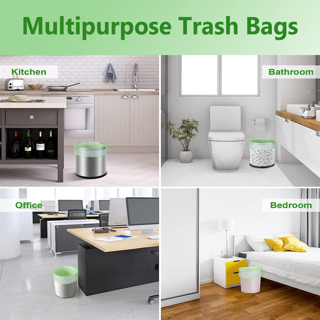 Small Trash Bags 1.2 Gallon - Biodegradable Garbage Bags Recycling Eco-Friendly Trash Can Plastic Liner Compostable Strong Bag for Bathroom Bedroom Office Kitchen Trash Can (120 Counts,Green)