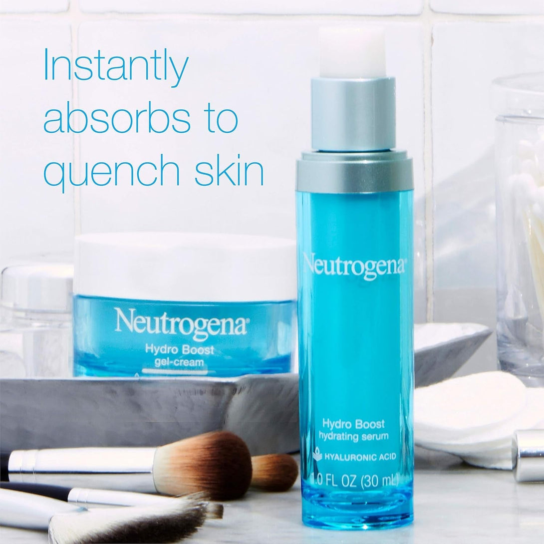 Neutrogena Hydro Boost Hydrating Hyaluronic Acid Serum, Oil-Free and Non-Comedogenic Face Serum Formula for Glowing Complexion, Oil-Free & Non-Comedogenic, 1 Fl. Oz