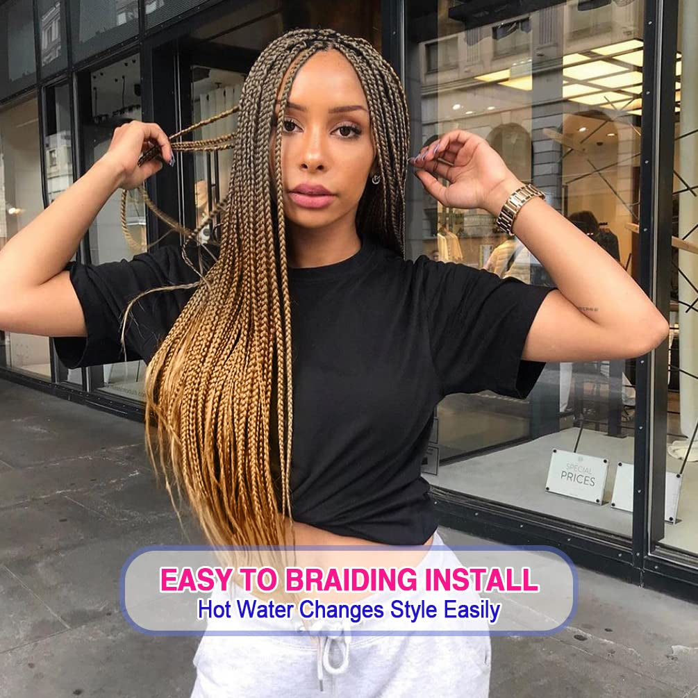 8 Pack Ombre Braiding Hair Pre Stretched - 20" 80G/Pack Premium Pre Stretched Braiding Hair Extensions, Professional Itch Free Hot Water Setting Perm Yaki Texture Prestretched Hair(1B/30/27)