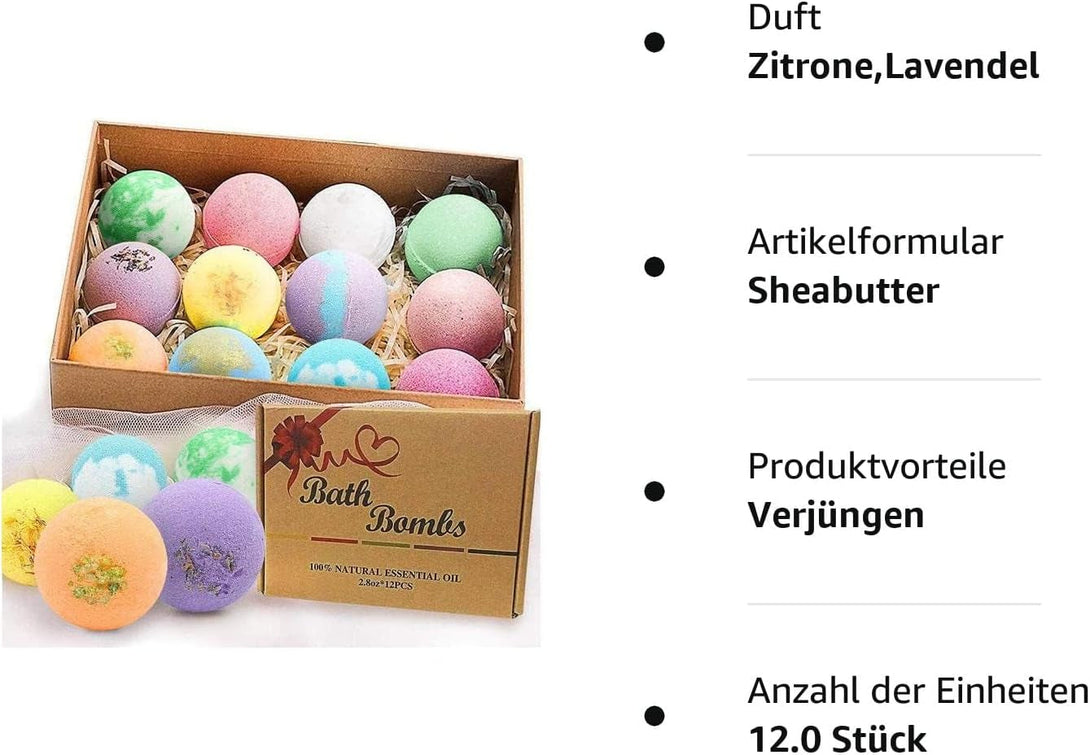 Bath Bombs for Women, 12 PCS Bath Bombs for Girls Kids Toddlers Adults, Shea & Coco Butter Dry Skin Moisturize, Bath Bomb Kit for Birthday Halloween Christmas