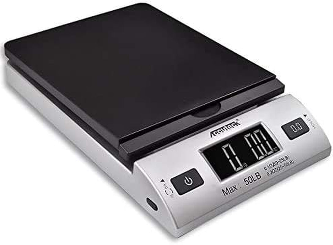 ACCUTECK All-In-1 Series W-8250-50Bs A-Pt 50 Digital Shipping Postal Scale with Ac Adapter, Silver