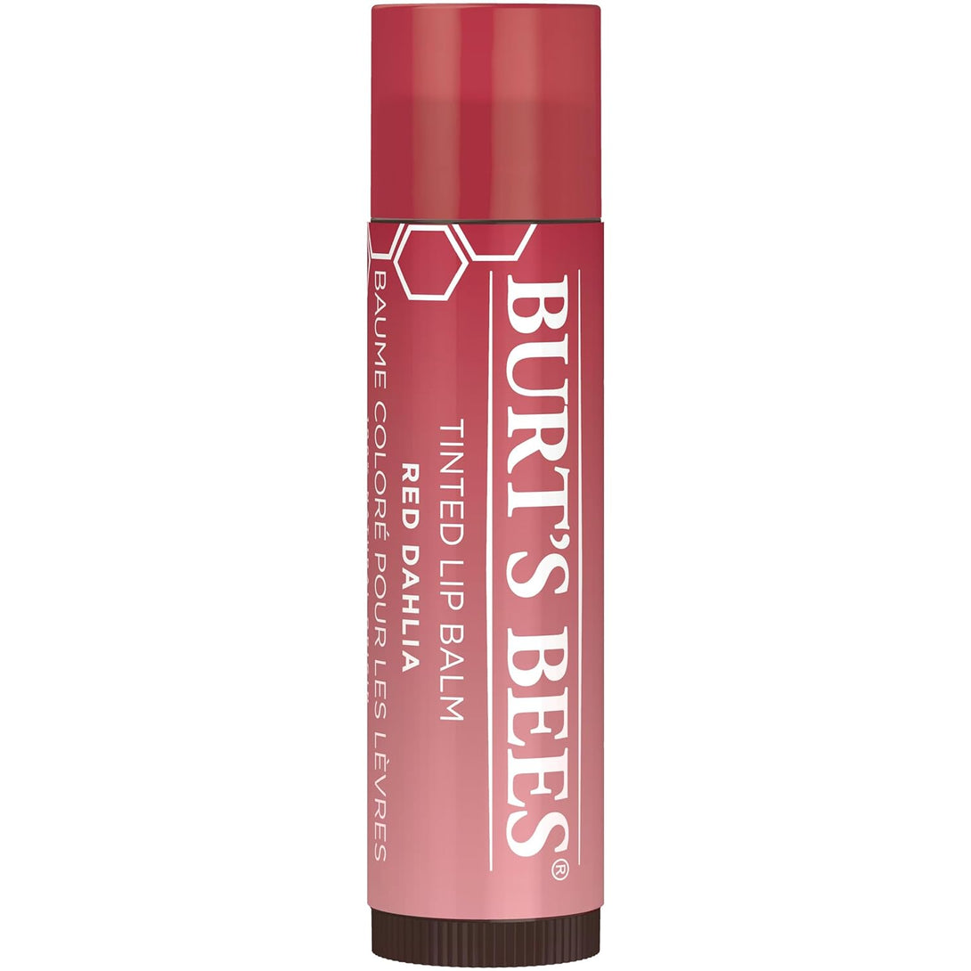 Burt'S Bees Lip Tint Balm Stocking Stuffers Gifts, Long Lasting 2 in 1 Duo Tinted Balm Formula, Color Infused with Hydrating Shea Butter for a Natural Looking Buildable Finish, Red Dahlia (2-Pack)