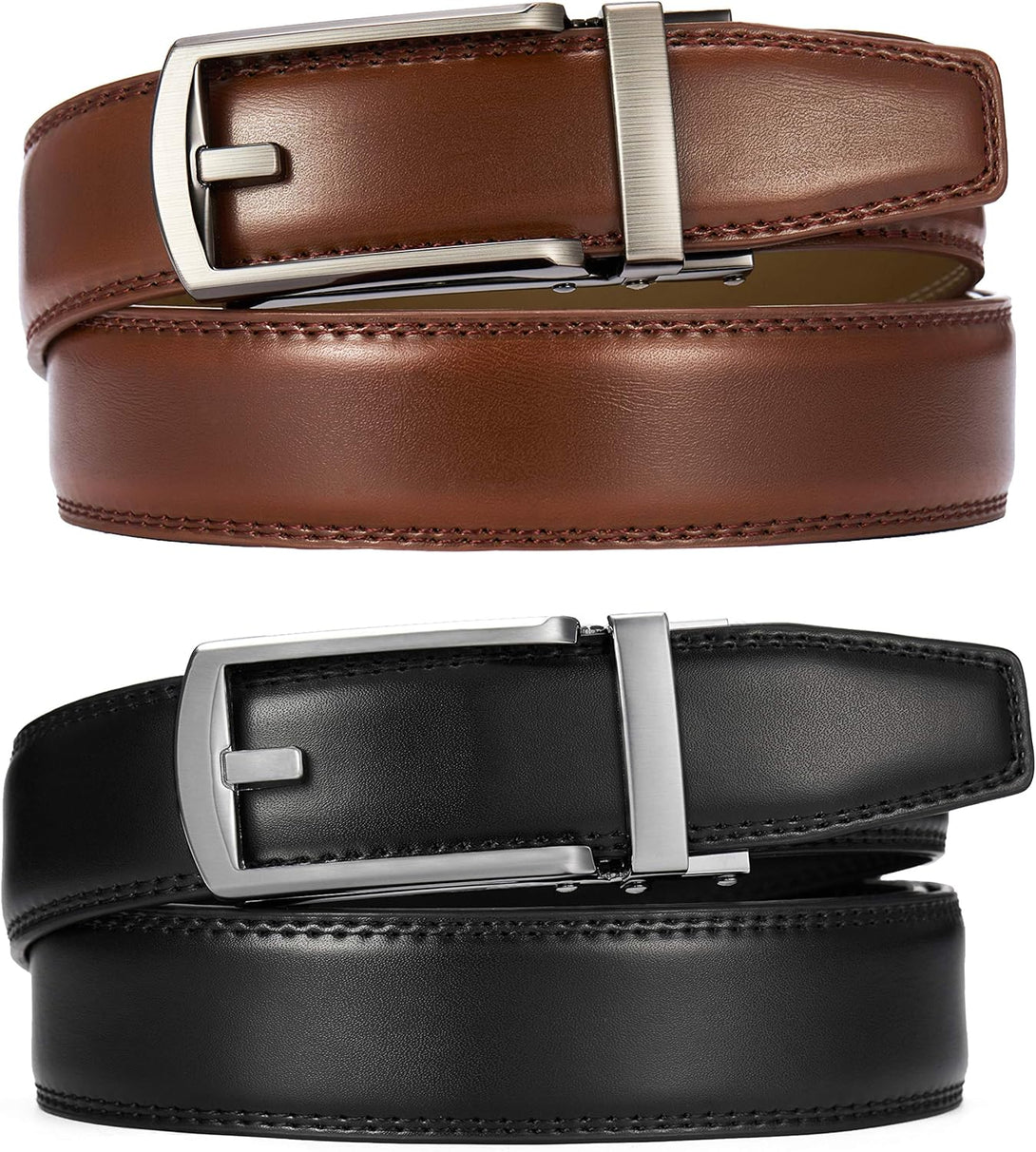 CHAOREN Click Belt for Men 2 Pack - Mens Dress Belt 1 1/4" in Packing Box - Design Belt Meet Almost Any Occasion and Outfit