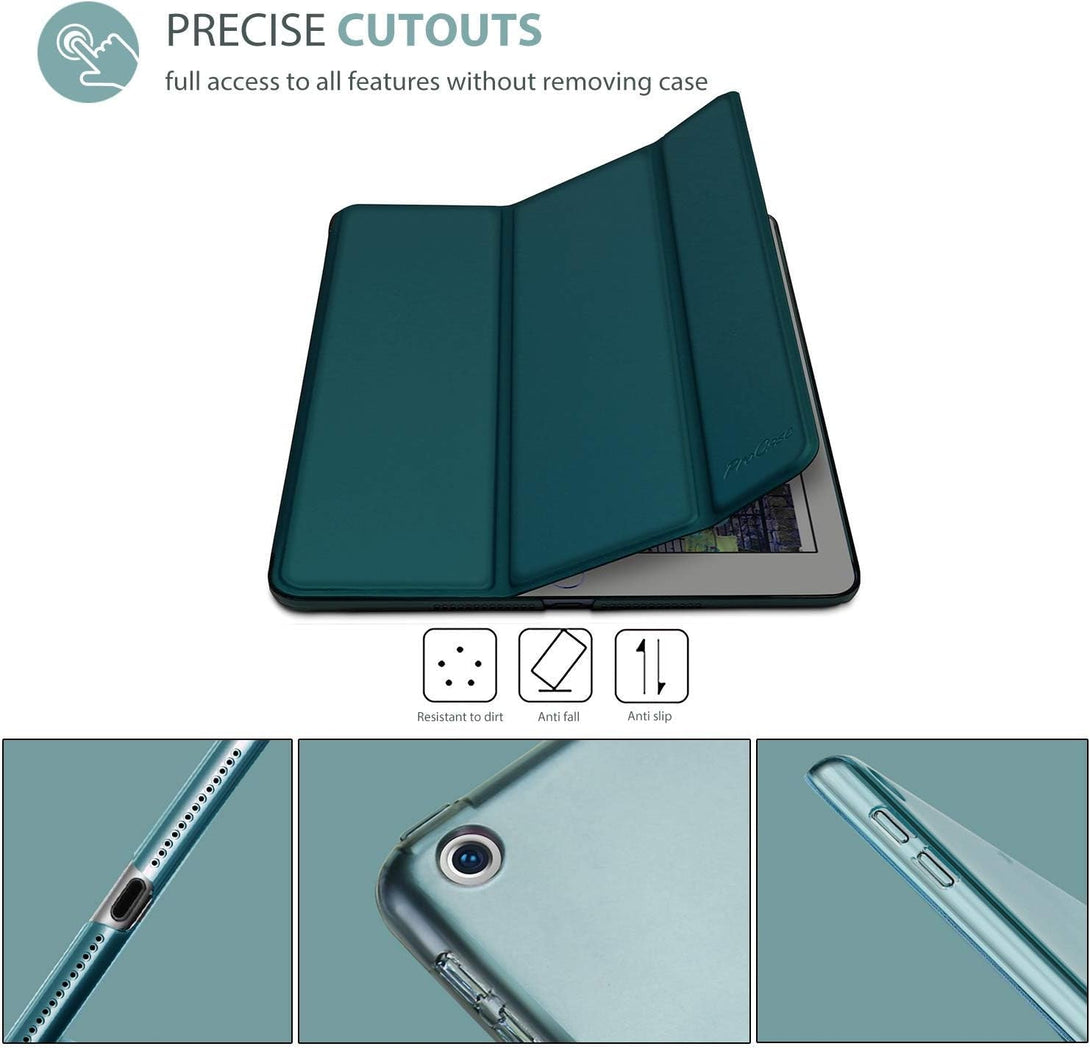 Procase Smart Case for Ipad 9.7 Inch Ipad 6Th/5Th Generation Case 2018 2017(Model: A1893 A1954 A1822 A1823), Ultra Slim Lightweight Stand Case with Translucent Frosted Back Smart Cover -Emerald
