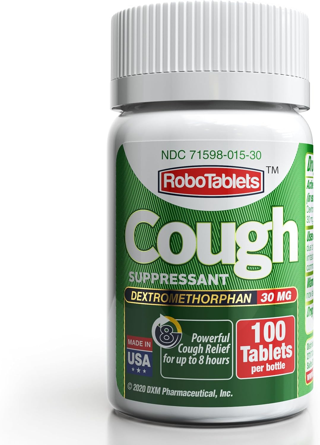 Cough Suppressant, Dextromethorphan 30Mg, 100 Doses, 100 Tablets, 5Mm Diameter Tablets for Cough Relief