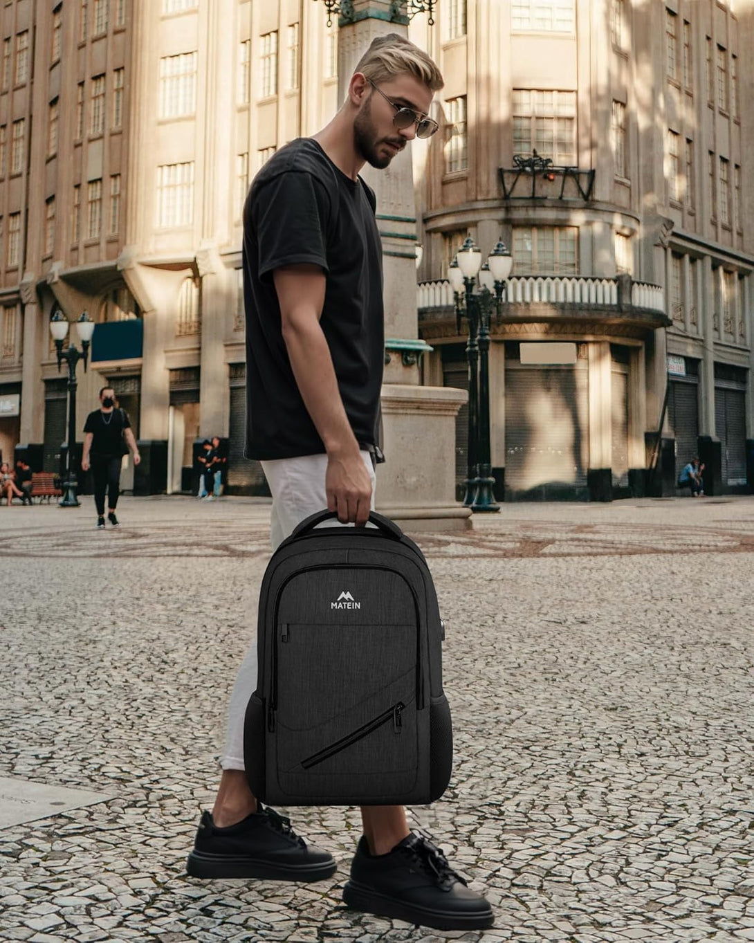 MATEIN 15.6 Inch Backpack for Men Women, Professional Business Laptop Backpack with Multiple Organization Pockets, Water Resistant Casual Daypack for Traveling on Airplane, Black