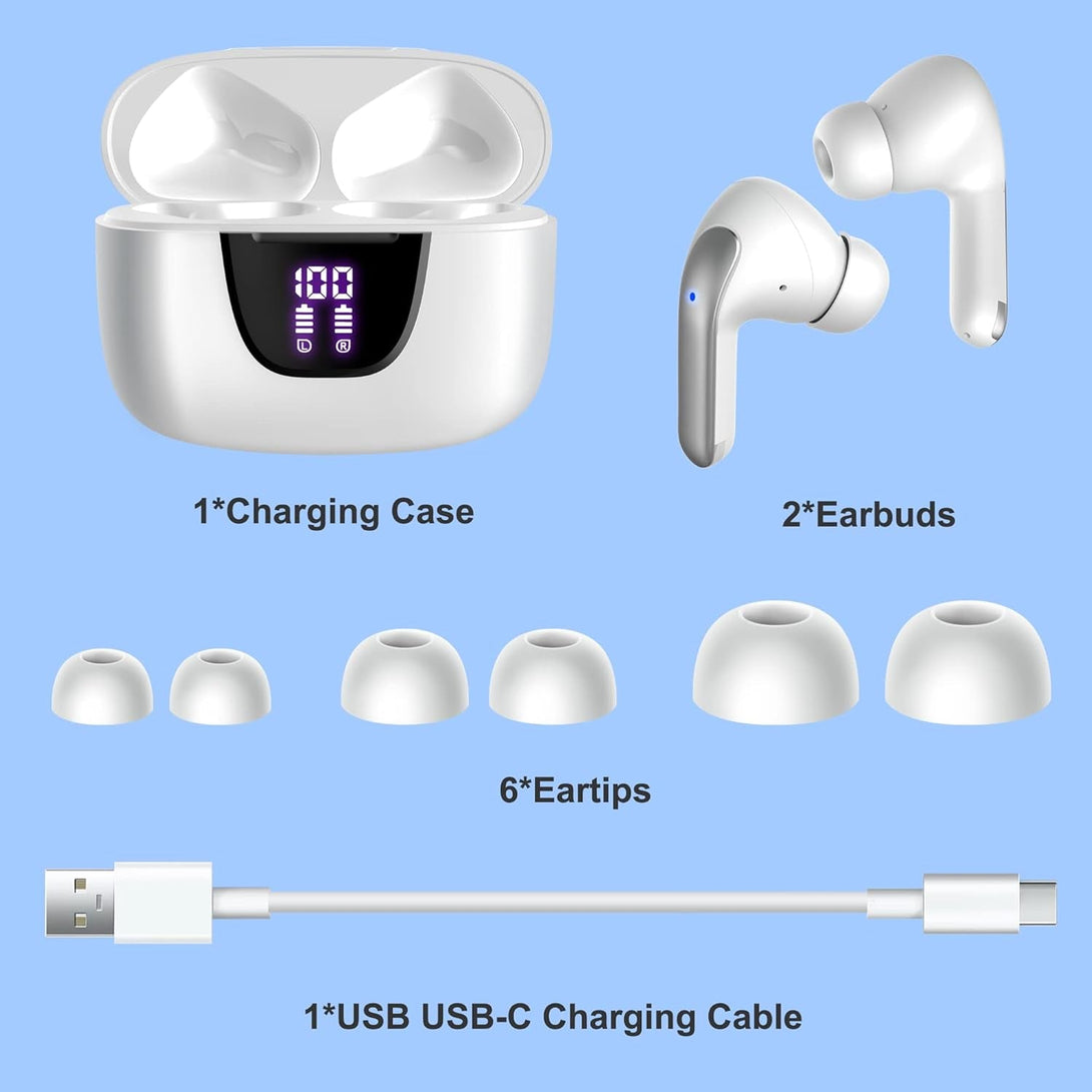 HYIEAR Wireless Earbuds, Bluetooth Earbuds V5.3, 40H Playtime, LED Display, IPX5 Waterproof Bluetooth Headphones with Mic, Support Wireless Charging