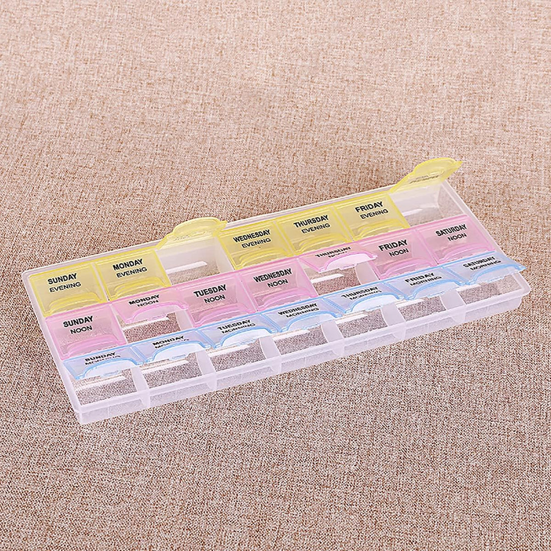 Weekly Pill Organizer 3 Times a Day 7 Day Pill Box Holder Large Daily Medicine Organizer Travel Pill Case Pill Container (7 Day 3 Times)