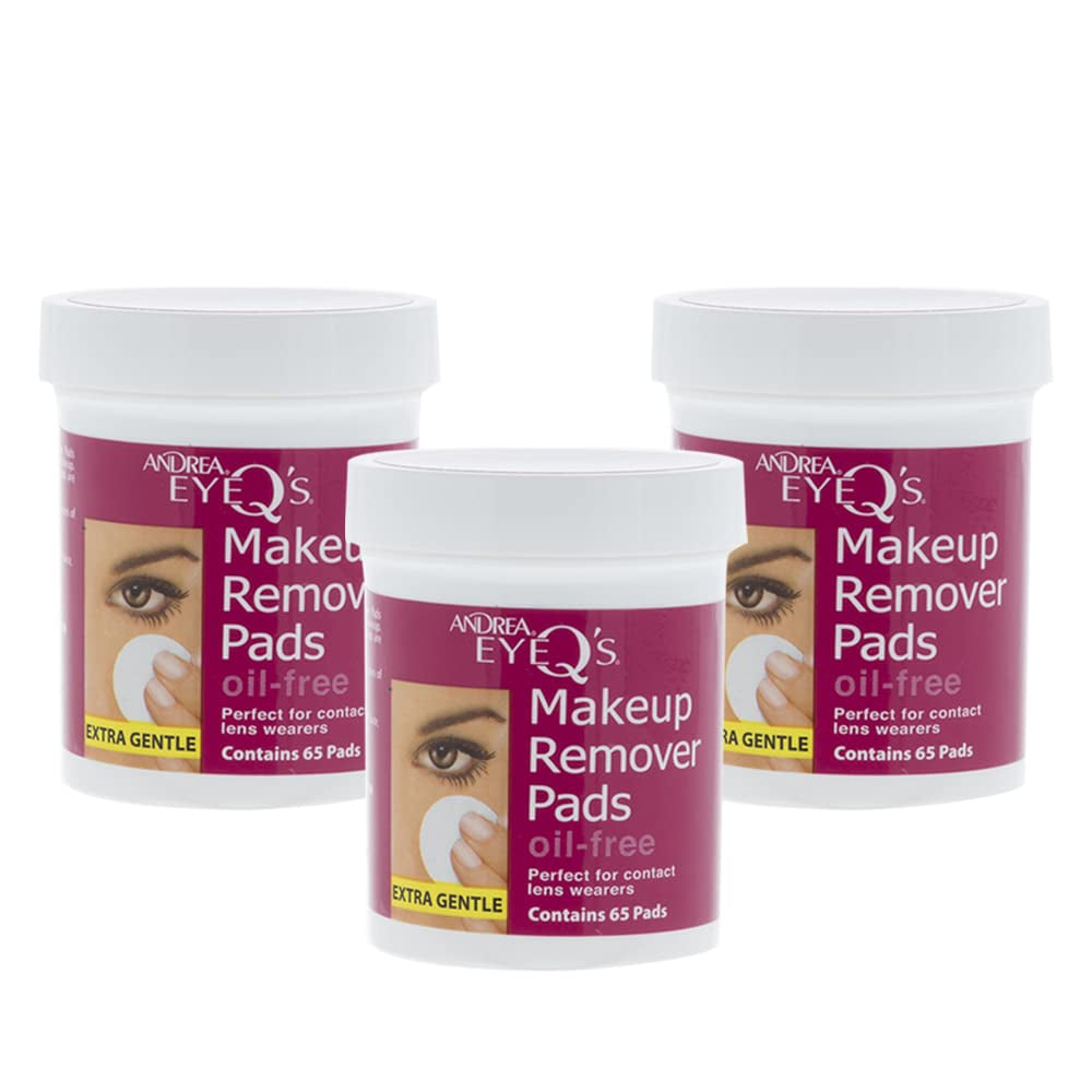 Andrea Eye Q'S Oil-Free Eye Makeup Remover Pads, 65-Count (Pack of 3)